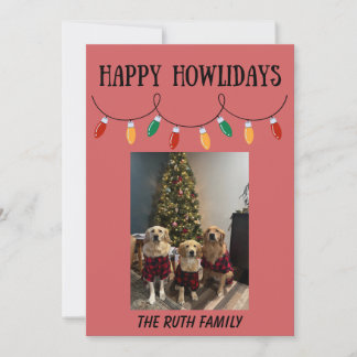 Happy Howlidays Christmas Lights Photo Card Feiertagskarte