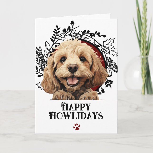 Happy Howlidays Cockapoo Dog Weihnachten (Vorderseite)