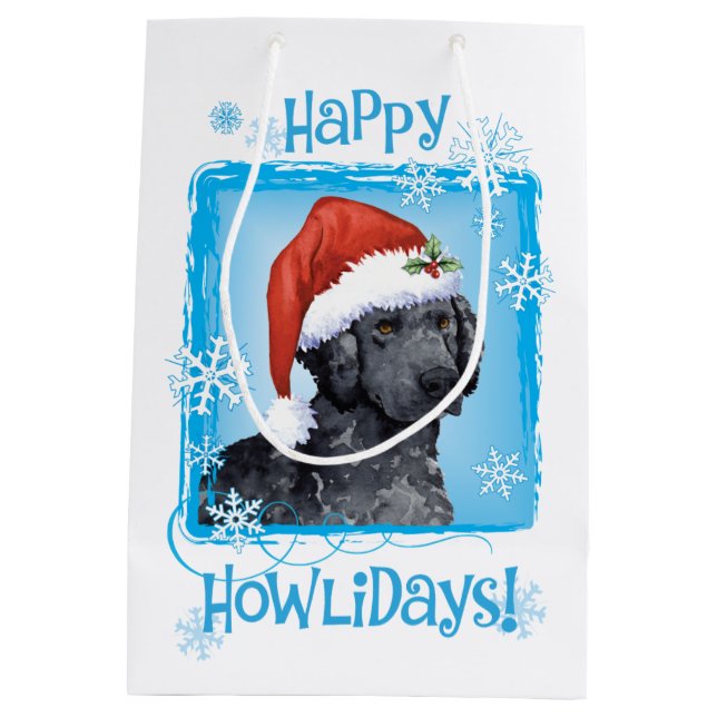 Happy Howlidays Curly Coated Retriever Mittlere Geschenktüte (Rückseite)