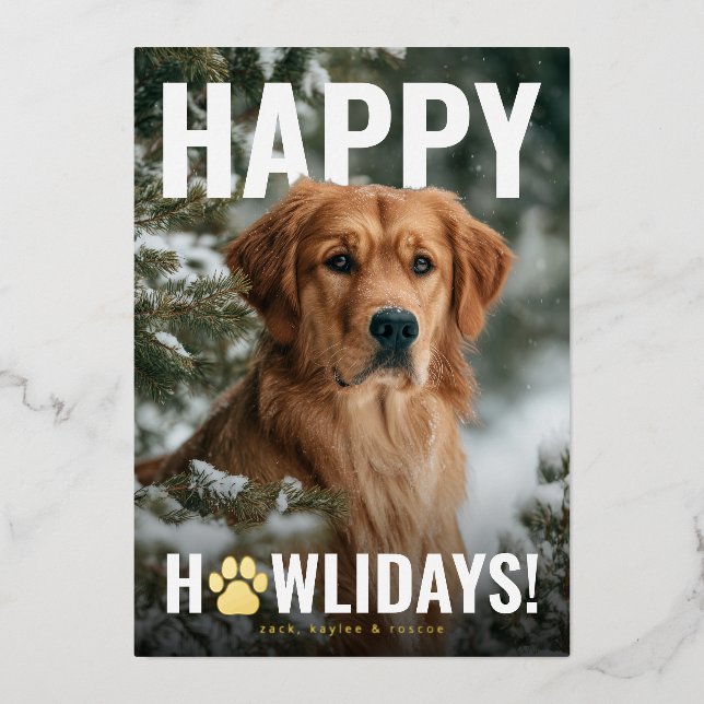 Happy Howlidays Dog Christmas Folien Feiertagskarte (Vorderseite)