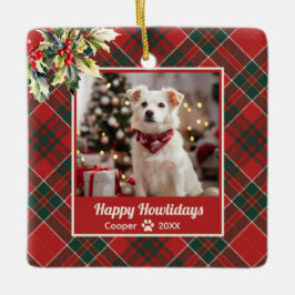 Happy Howlidays Dog Karierte Weihnachten Keramikornament