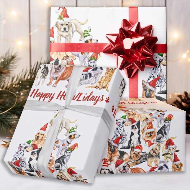 Happy HOWLidays Dog Lover Christmas Tree Hunde Geschenkpapier (Von Creator hochgeladen)
