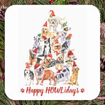 Happy HOWLidays Dog Lover Christmas Tree Hunde Quadratischer Aufkleber<br><div class="desc">Schick Weihnachten in dieser Urlaubssaison mit diesen niedlichen Weihnachtsbaumhunden in einem Aquarell-Design. Dieser Hundefreitagsaufkleber zeigt Hunde verschiedener Rassen in Weihnachtsmannmützen. Dieser Hundeschlittenaufkleber eignet sich hervorragend für Hundefreunde, Haustierärzte, tierärztliche und tierärztliche Betreuung, Haustierpflege, Hundegroßhändler und Haustier-Sitter. Besuchen Sie unsere Kollektion für passende Weihnachtskarten, Wohngestaltung und Geschenke. COPYRIGHT © 2020 Judy Burrows,...</div>