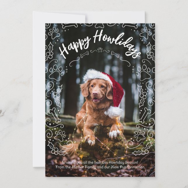 Happy Howlidays Dog Pet Foto Weihnachtskarte Einladung (Vorderseite)
