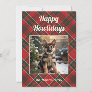 Happy Howlidays Dog Red Green Plaid Christmas Feiertagskarte