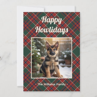 Happy Howlidays Dog Red Green Plaid Christmas Feiertagskarte