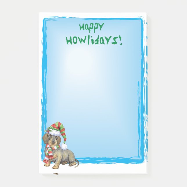 Happy Howlidays Drahthaar Dackel Post-it Klebezettel (Vorderseite)