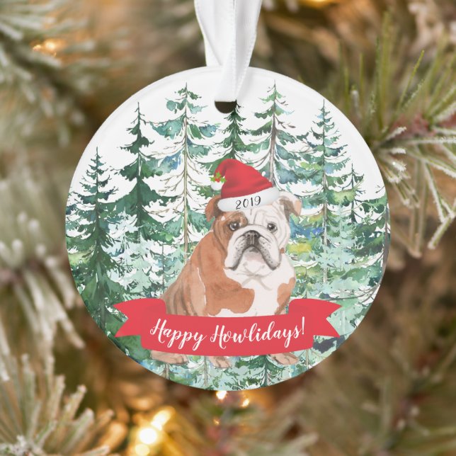 Happy Howlidays English Bulldog Hund Weihnachten Ornament (Baum)