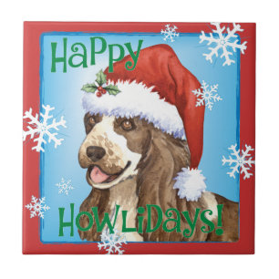 Happy Howlidays English Cocker Spaniel Fliese