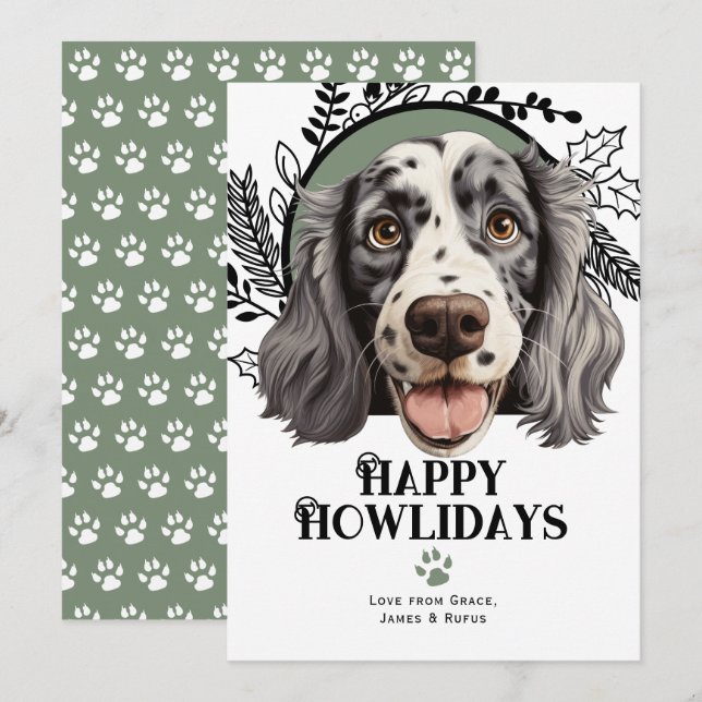 Happy Howlidays English Setter Dog Weihnachten (Vorne/Hinten)