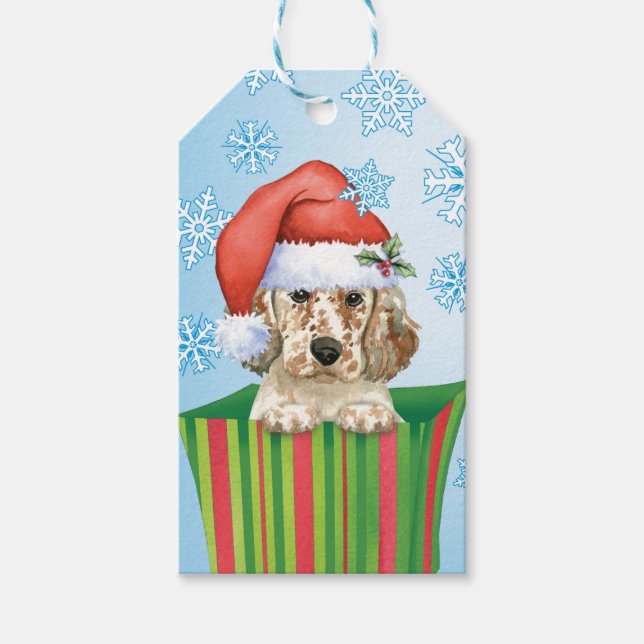 Happy Howlidays English Setter Geschenkanhänger (Vorderseite)