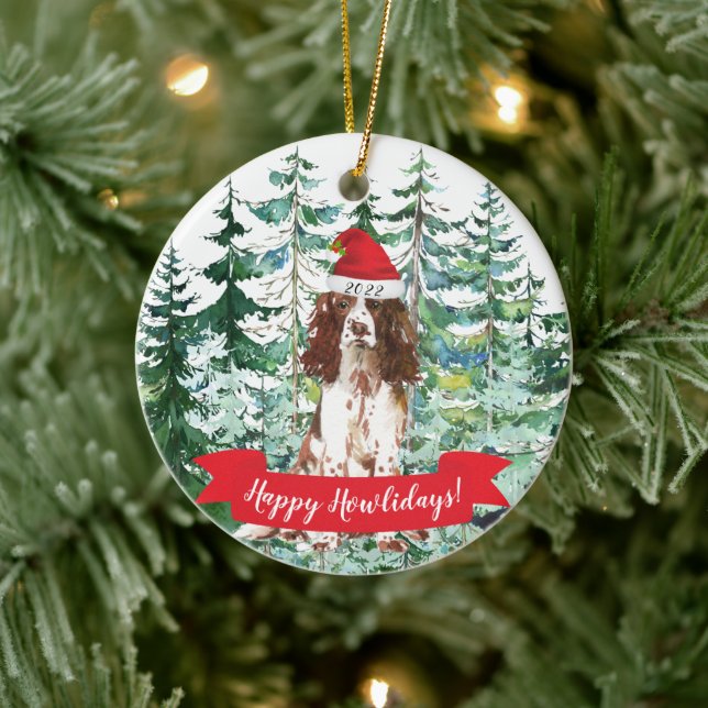 Happy Howlidays English Springer Spaniel Keramik Ornament (Baum)