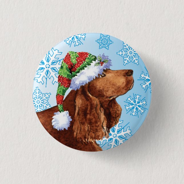 Happy Howlidays Field Spanier Pinback Button (Vorderseite)