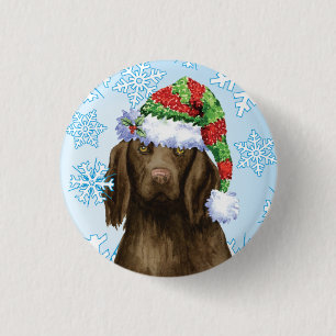 Happy Howlidays Flat-beschichteter Retriever Butto Button