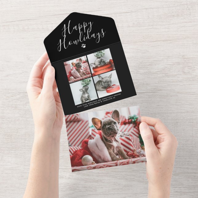 Happy Howlidays Foto Collage Dog Weihnachtskarte All In One Einladung (Abreißen)