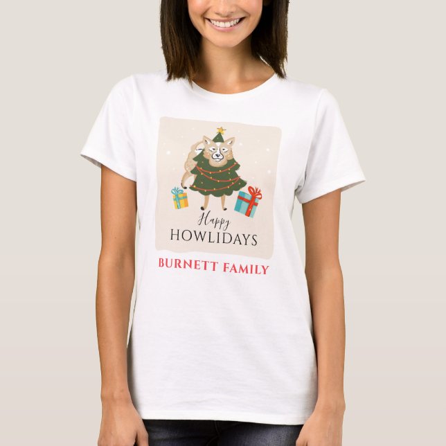 Happy Howlidays Frohe Weihnachts Matching Family T-Shirt (Vorderseite)