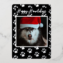 Happy Howlidays from the Dog Paw Print Foto Folien Feiertagskarte