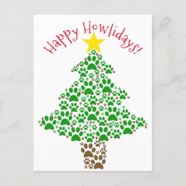 Happy Howlidays Fun Dog Lover Paw Print Foto Feiertagspostkarte