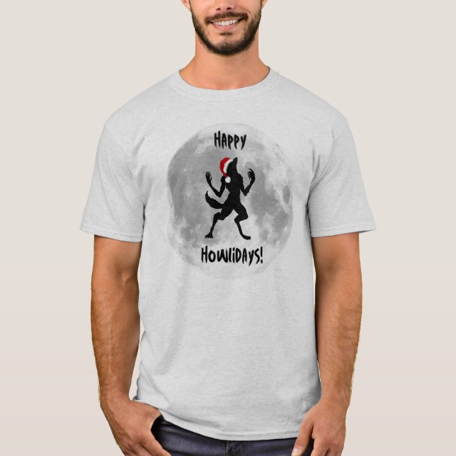Happy Howlidays Funny Werewolf T - Shirt für Männe (Vorderseite)