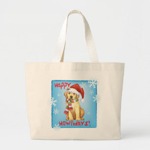 Happy Howlidays Gelbe Labrador Jumbo Stoffbeutel