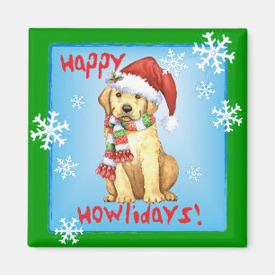 Happy Howlidays Gelbe Labrador Magnet