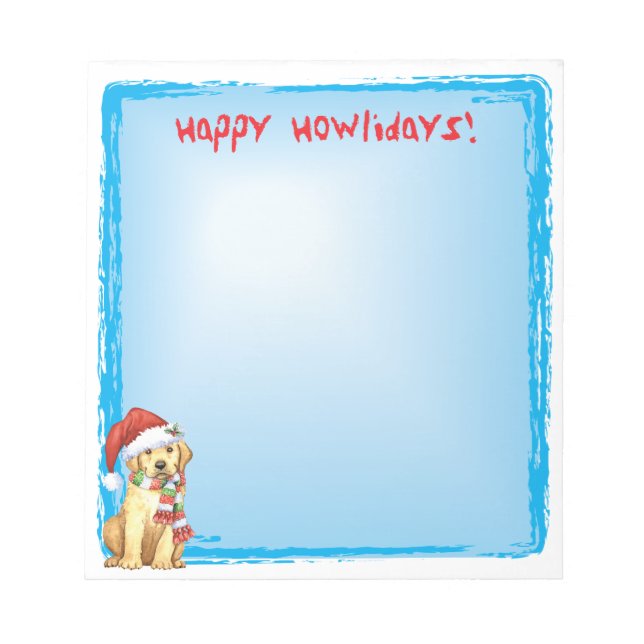 Happy Howlidays Gelbe Labrador Notizblock (Vorderseite)