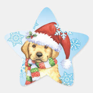 Happy Howlidays Gelbe Labrador Stern-Aufkleber