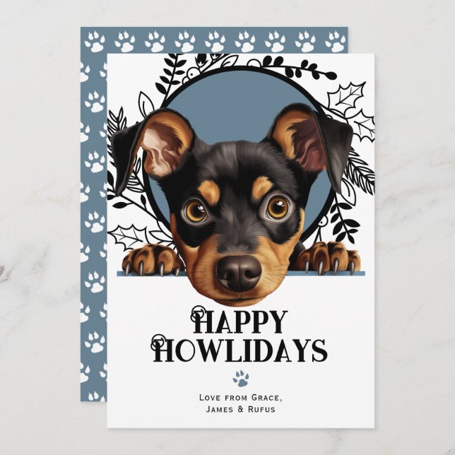 Happy Howlidays German Pinscher Dog Weihnachten (Vorne/Hinten)