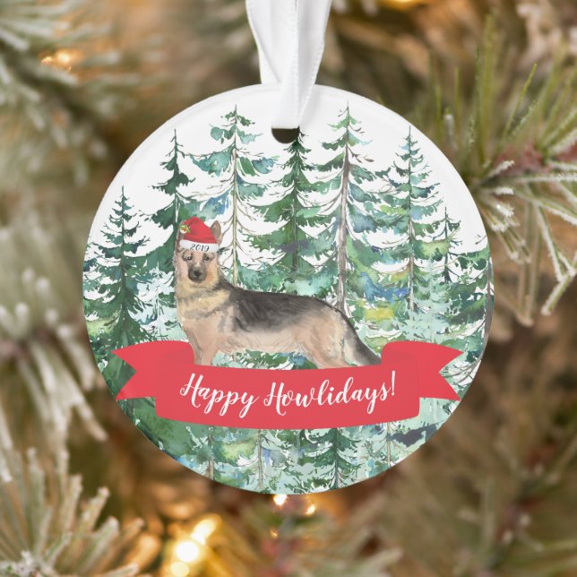 Happy Howlidays German Shepherd Dog Weihnachten Ornament (Baum)