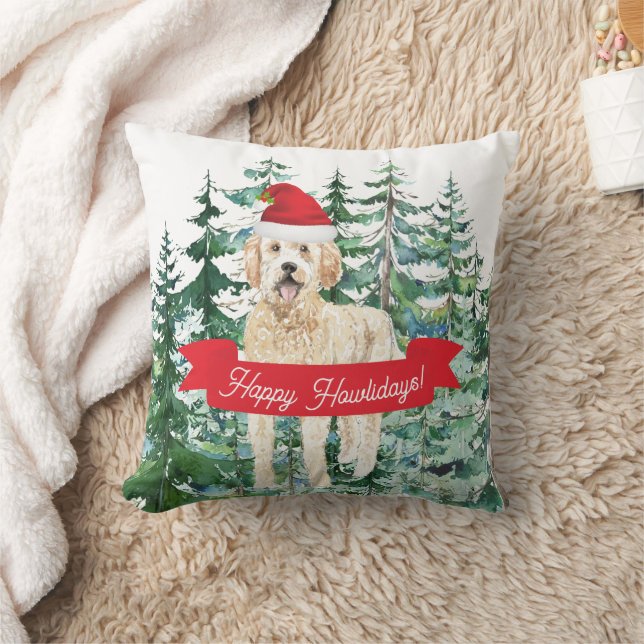 Happy Howlidays Golden Doodle Doodle Weihnachten Kissen (Decke)