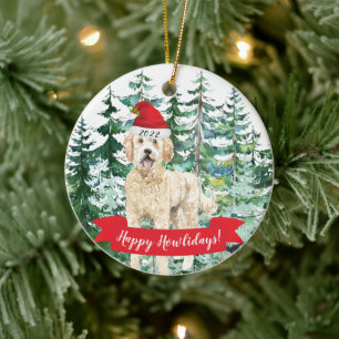 Happy Howlidays Golden Doodle Hund Weihnachten Keramik Ornament