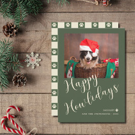Happy Howlidays Green Dog Foto Feiertagskarte