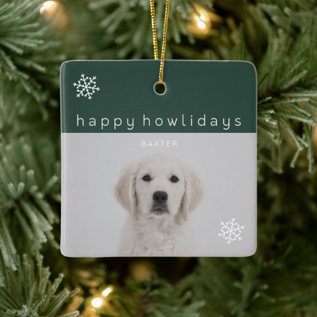 Happy Howlidays Green Foto Pet Keramikornament