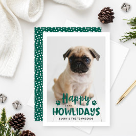 Happy Howlidays Green Puppy Dog Foto Feiertagskarte