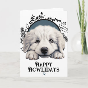 Happy Howlidays große Pyrenäen Hund Feiertagskarte