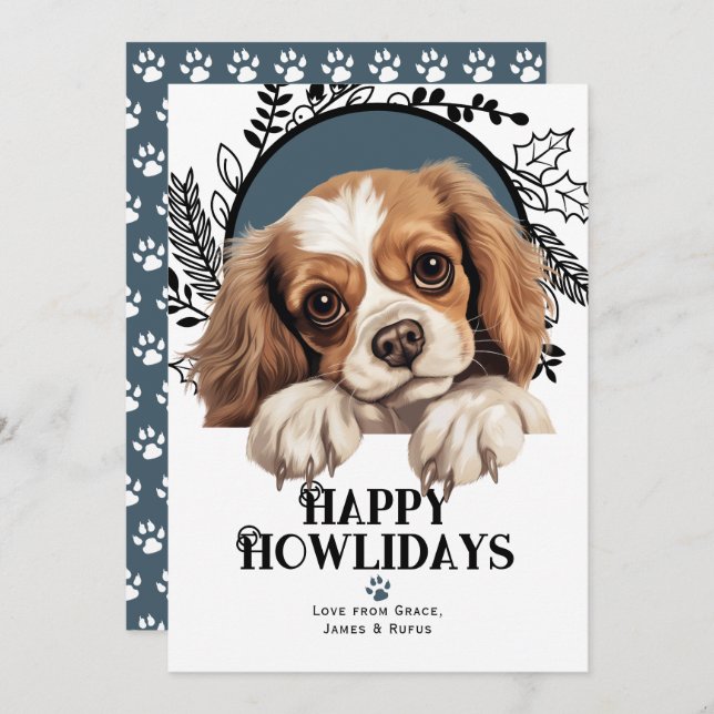 Happy Howlidays Harrier Dog Feiertagskarte (Vorne/Hinten)