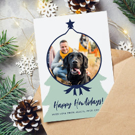Happy Howlidays Hund Foto blauer Weihnachtszeit Feiertagskarte