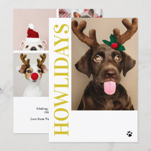 Happy Howlidays Hund Weihnachten 5 Foto-Karte Einladung