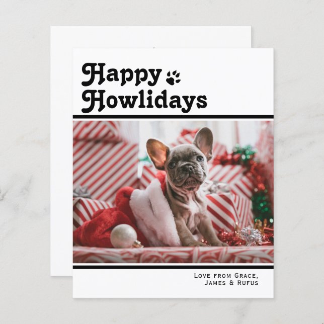 Happy Howlidays Hund Weihnachtskarte (Vorne/Hinten)