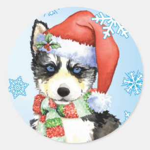Happy Howlidays Husky Runder Aufkleber