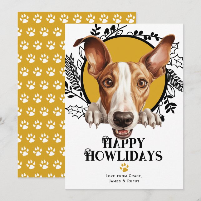 Happy Howlidays Ibizan Hound Hund Weihnachten (Vorne/Hinten)