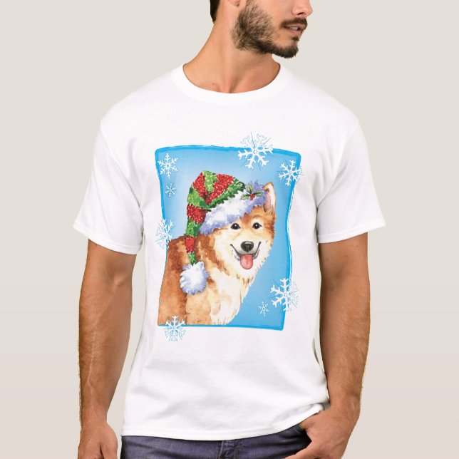 Happy Howlidays Icelandic Sheepdog T-Shirt (Vorderseite)