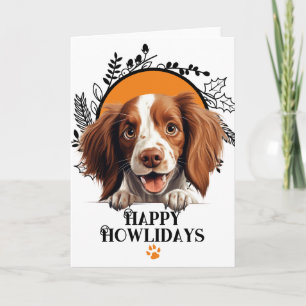 Happy Howlidays Irish Red and White Setter Dog Feiertagskarte