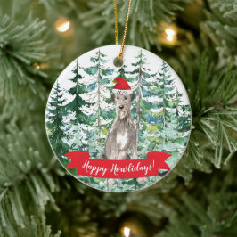 Happy Howlidays Irish Wolf Hound Weihnachtsnamen Keramik Ornament