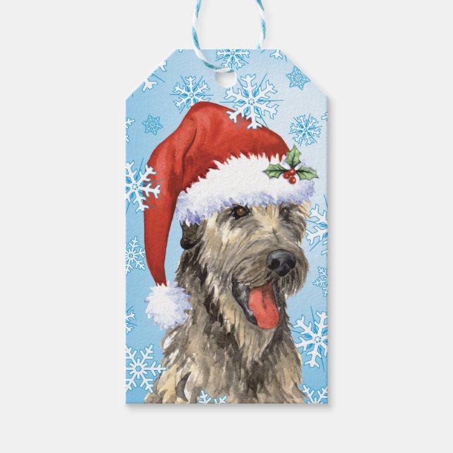 Happy Howlidays Irish Wolfhound Geschenkanhänger (Vorderseite)