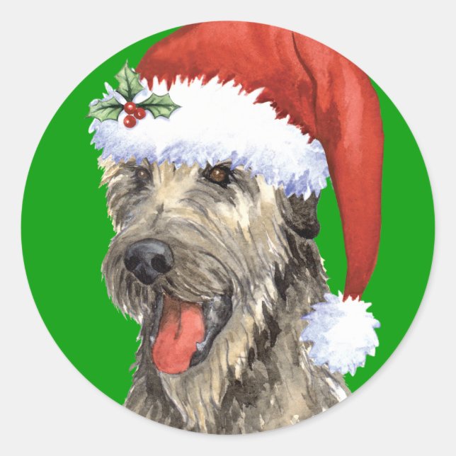 Happy Howlidays Irish Wolfhound Runder Aufkleber (Vorderseite)