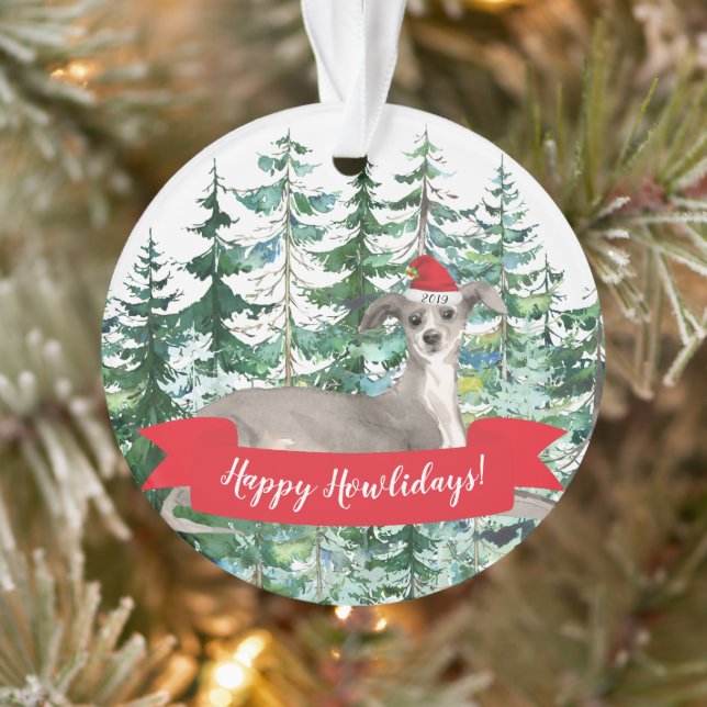 Happy Howlidays Italian Greyhound Dog Christmas Ornament (Baum)