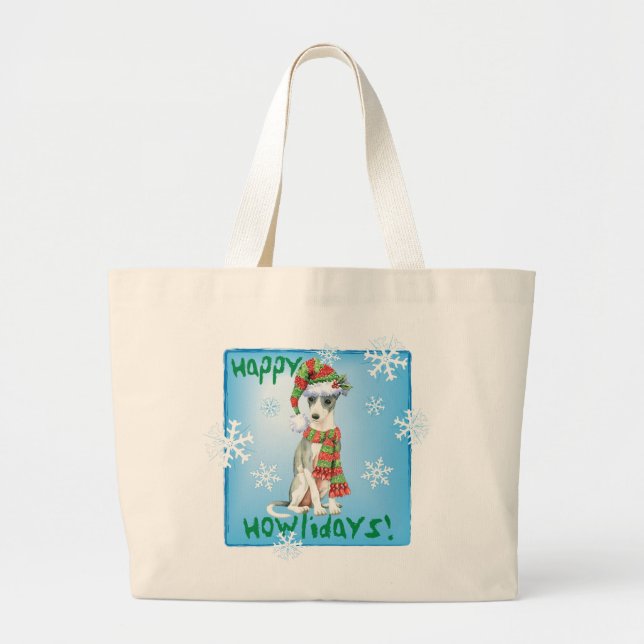 Happy Howlidays Italian Greyhound Jumbo Stoffbeutel (Vorne)