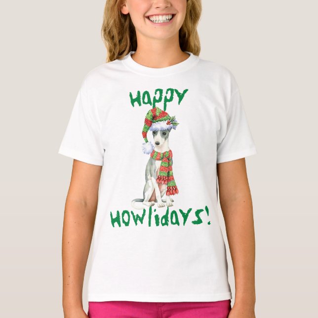 Happy Howlidays Italian Greyhound T - Shirt (Vorderseite)
