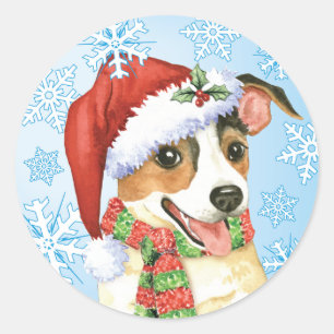 Happy Howlidays Jack Russell Terrier Runder Aufkleber